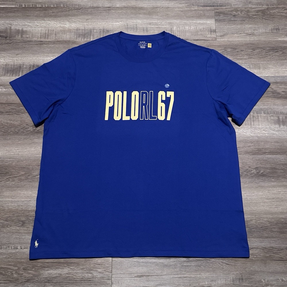 Polo Ralph Lauren Blue RL 67 Short Sleeve Tee Shirt Mens Size 4XLT 4XL TALL NWOT